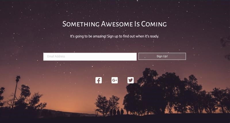 coming soon landing page example