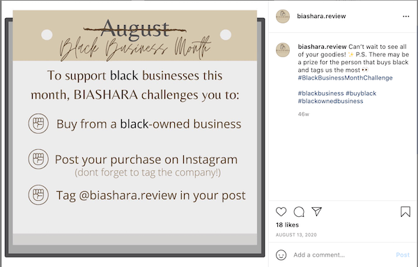 august marketing ideas--black business month instagram post
