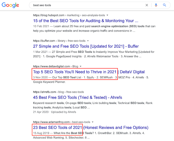 mismatch of publish date and date in title on SERP | Content marketing strategy