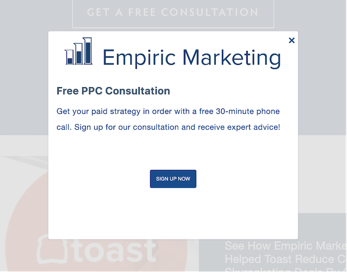 how to create conversion-boosting pop-ups--empiric marketing pop-up example