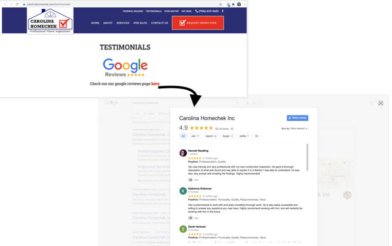 get more google reviews link to business profile from website