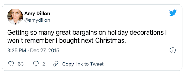 cliche free holiday copywriting tweet about bargains