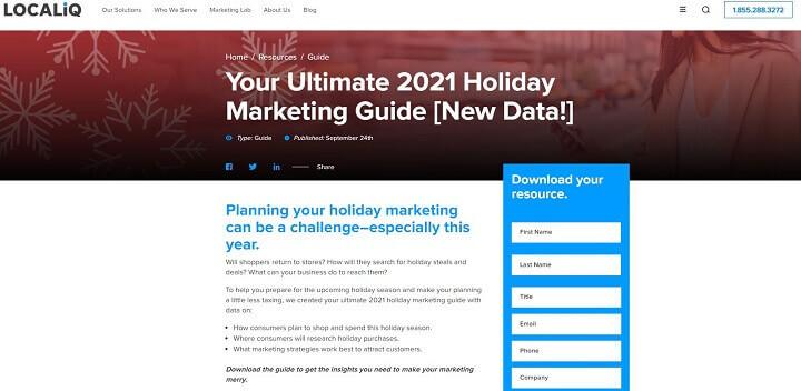 holiday ppc mistakes: landing page example
