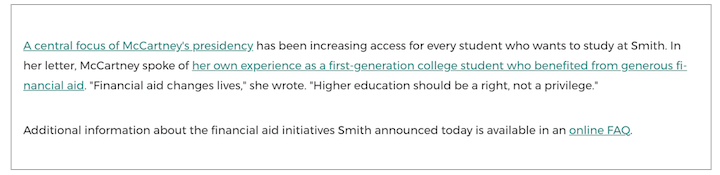 how to write a press release: smith college follow-up example