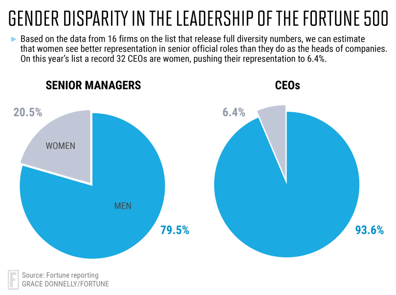 inclusion and diversity in marketing--pie chart showing gender disparity in fortune 500
