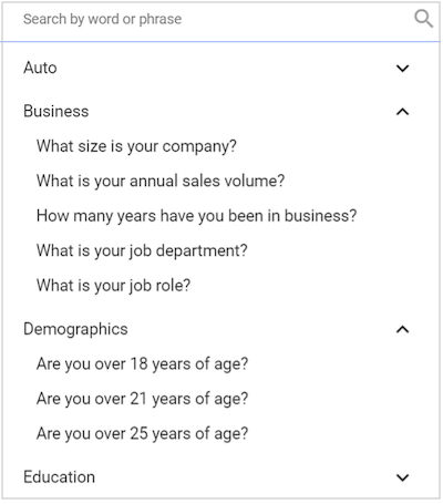 Lead Qualification Google Lead Ad Custom Questions