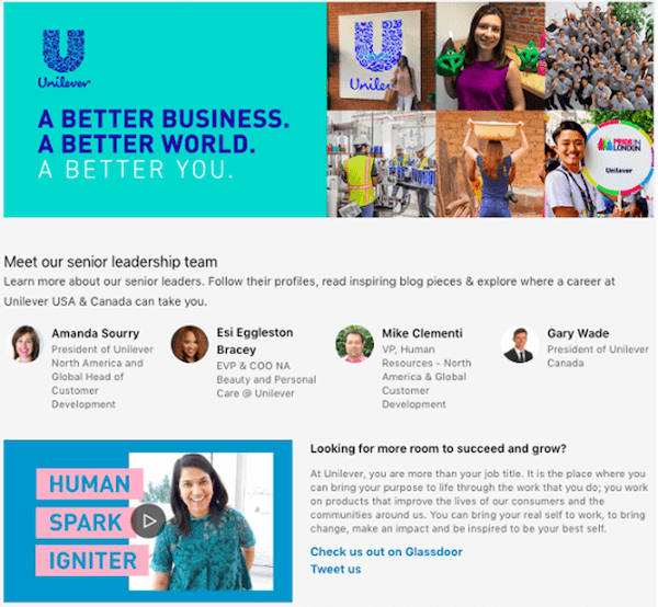 Linkedin Company Page Example Unilever Leadership Team