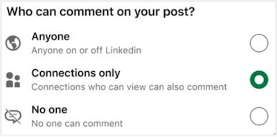 Linkedin Company Page Features Comment Settings