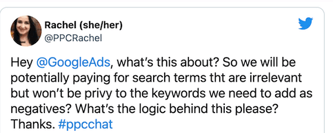 Ppcrachel Google Ads Search Terms Report Change Sept 2020 Tweet