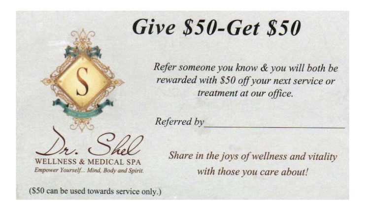 referral marketing ideas—example of business card promoting referral program