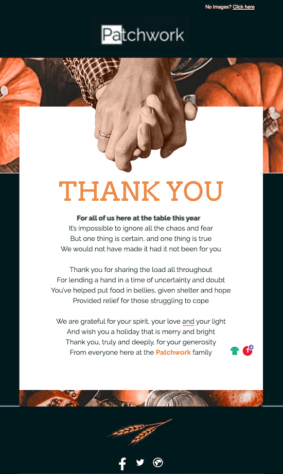 Thank You Email Holiday Examples Patchwork