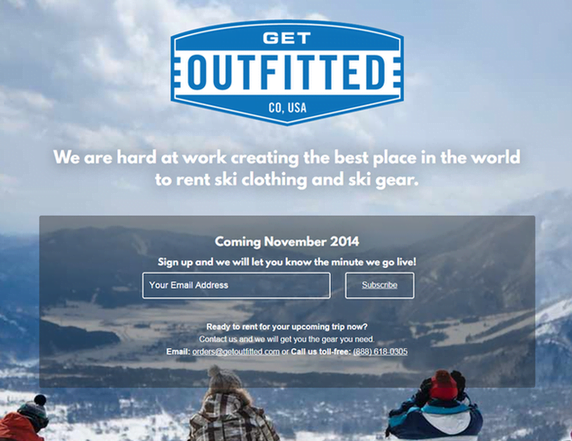 Niche marketing GetOutfitted homepage