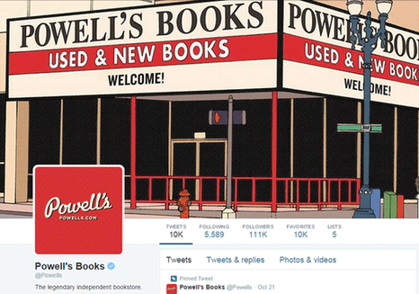 Niche marketing Powell's Books twitter page