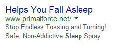 PPC ad headlines sleep aid ad